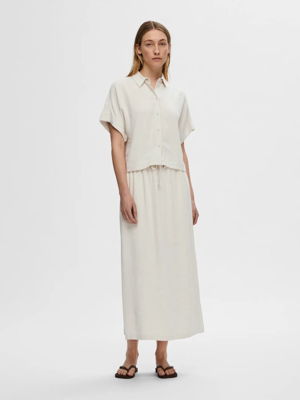 Viva Cropped Shirt Linne/Viskos